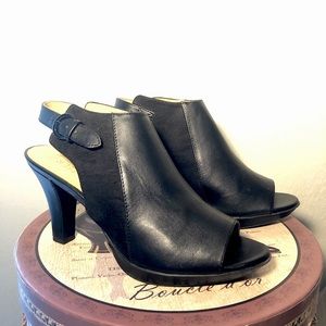 Dawn by Naturalizer | Black Peep Toe Comfort Platform Slingback Heel | Size 8.5M